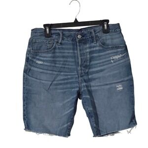 American Eagle Blue Denim Cutoff Shorts Jorts Distressed Ripped Size 32